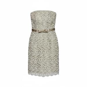 VTG Y2K Cache NWT Strapless Champagne Gold Lace Satin Cocktail Dress Size 4